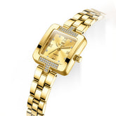 OLEVS 7141 gold tone women's square quartz watch with champagne dial