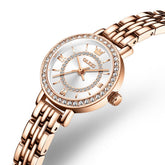 OLEVS Diamond Bezel Jewelry Bracelet Watch 5508 Petite Quartz for Women - Rose Gold White Watch | Olevs Watch Store