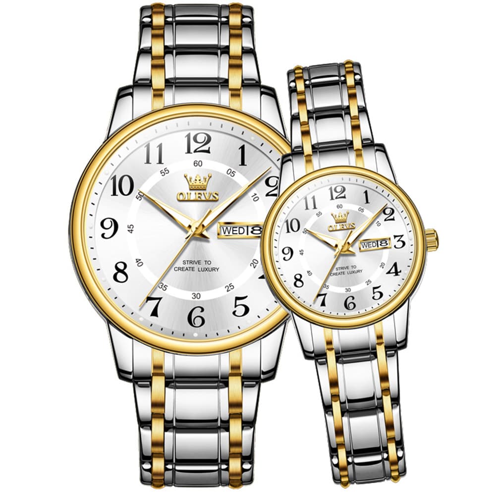 OLEVS 2891 Classic Digital Dial Couples Watch Set for Men Women