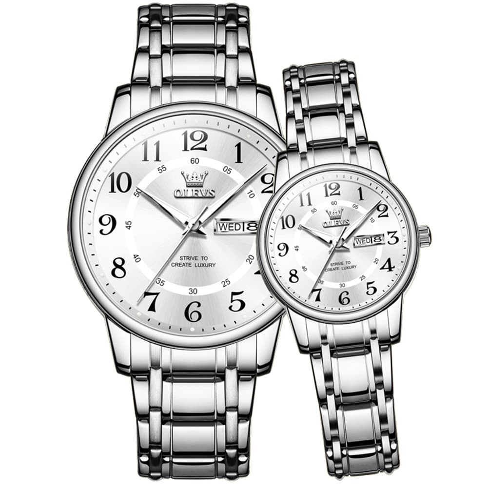 OLEVS 2891 Classic Digital Dial Couples Watch Set for Men Women