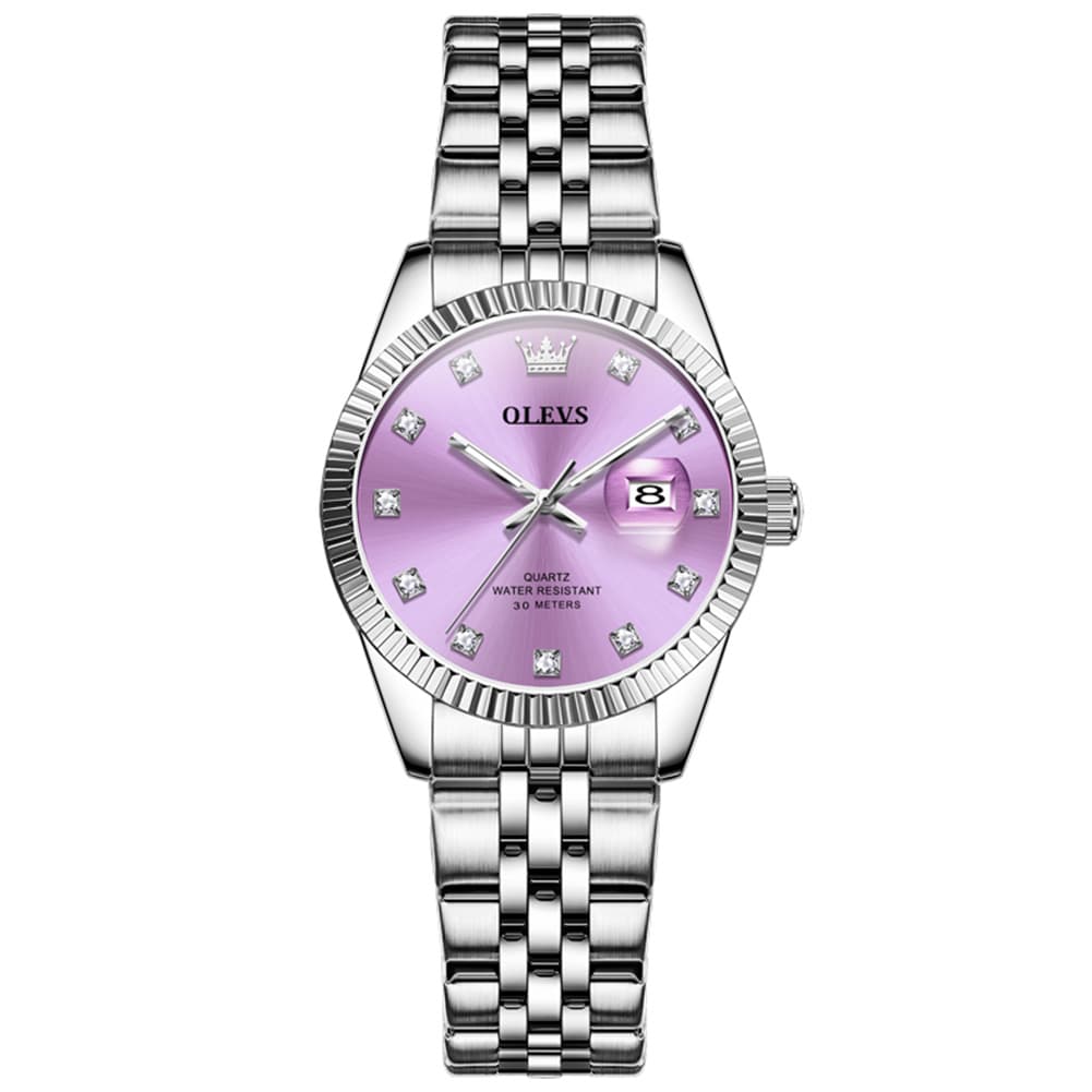 OLEVS 3705 Classic Luxury Fluted Bezel Quartz Watch for Women