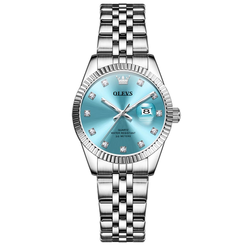 OLEVS 3705 Classic Luxury Fluted Bezel Quartz Watch for Women