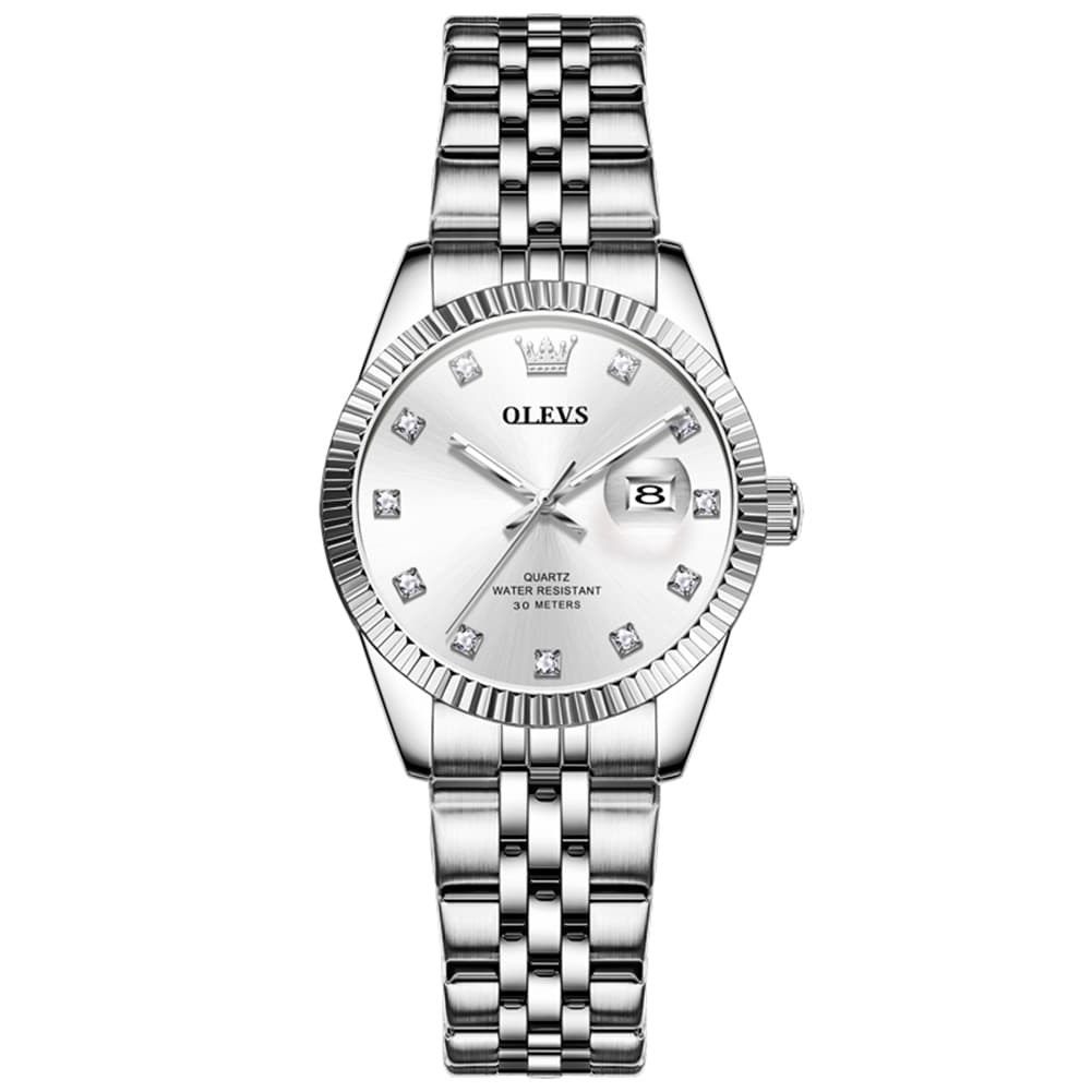 OLEVS 3705 Classic Luxury Fluted Bezel Quartz Watch for Women