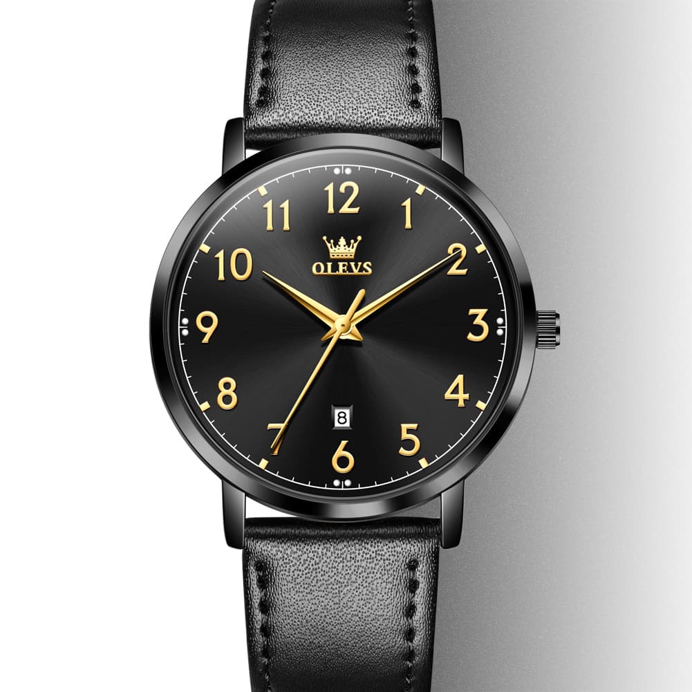 OLEVS 5653 Ultra Thin Couple Watch Milanese Mesh and Leather Strap Date Timepiece for Men and Women