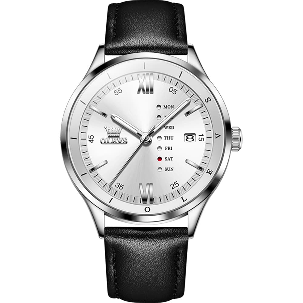 OLEVS 2931 Minimalist Leather Quartz Watch for Men