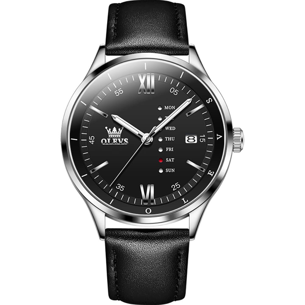 OLEVS 2931 Minimalist Leather Quartz Watch for Men