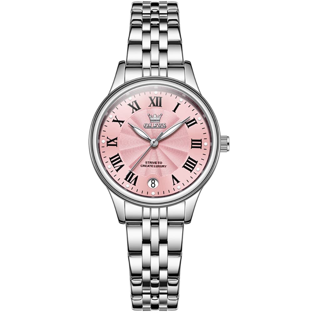 OLEVS Women Tiffany Blue Watch Roman Numeral Silver Stainless Steel Date Quartz 5600