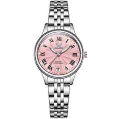 OLEVS Women Tiffany Blue Watch Roman Numeral Silver Stainless Steel Date Quartz 5600