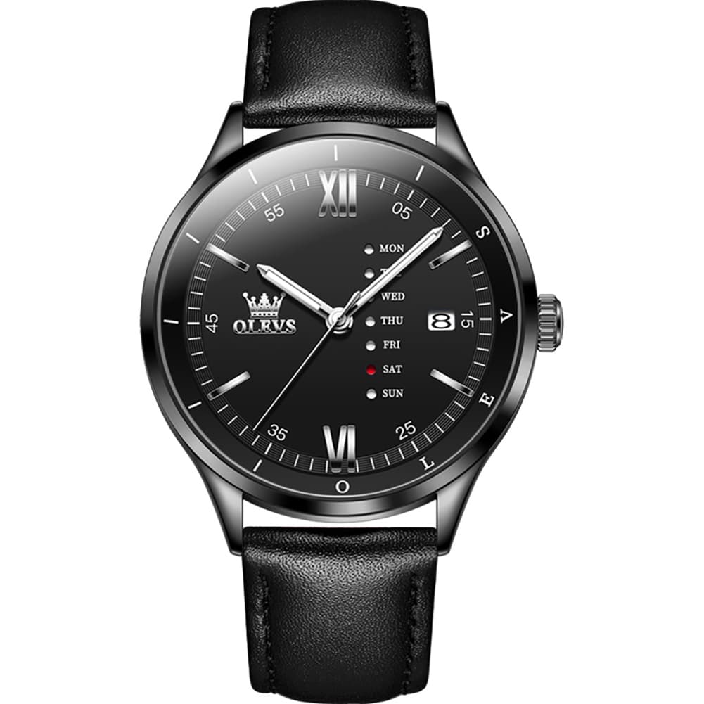 OLEVS 2931 Minimalist Leather Quartz Watch for Men
