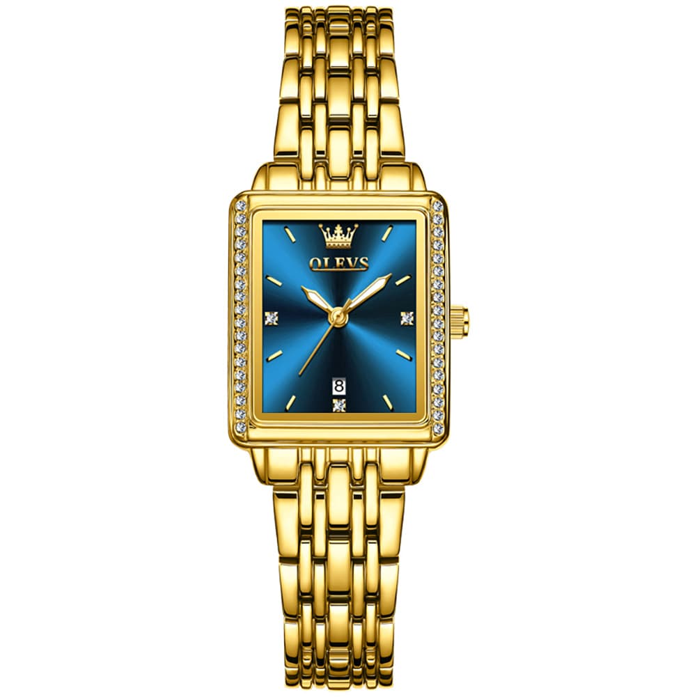 OLEVS 9995 Vintage Rectangular Gold Bracelet Watch for Women