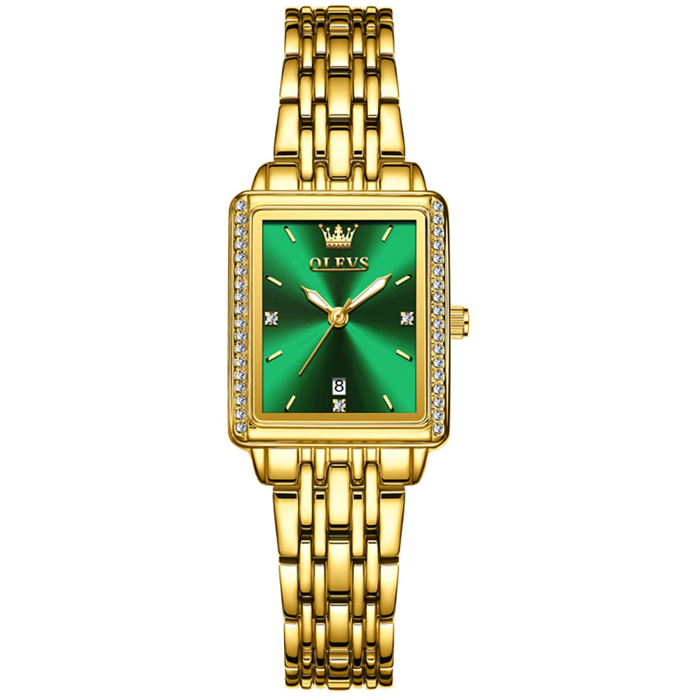 OLEVS 9995 Vintage Rectangular Gold Bracelet Watch for Women