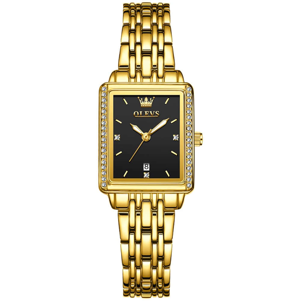 OLEVS 9995 Vintage Rectangular Gold Bracelet Watch for Women