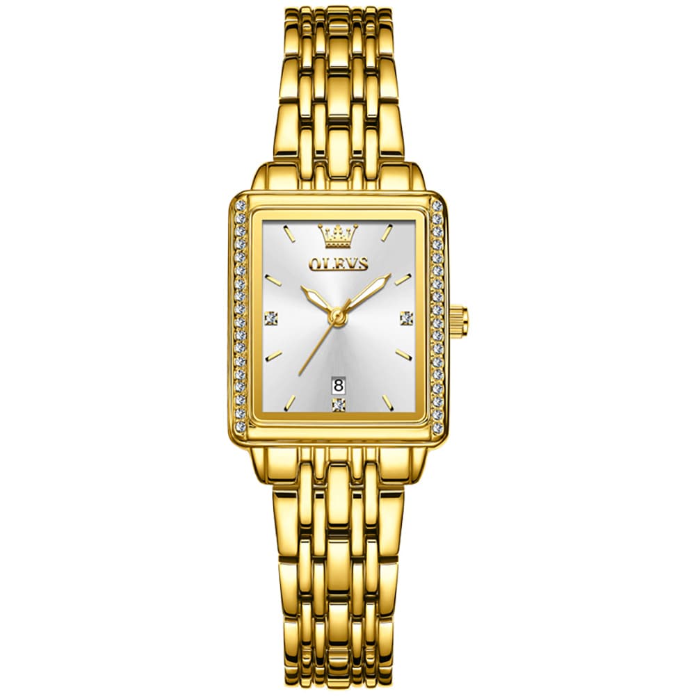 OLEVS 9995 Vintage Rectangular Gold Bracelet Watch for Women