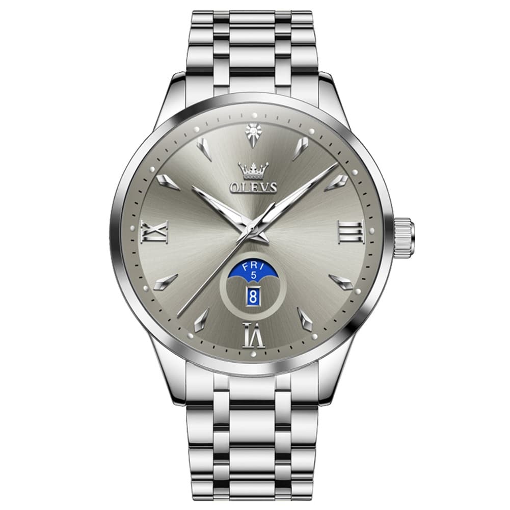 OLEVS 3646 Diamond Mirror Calendar Quartz Watch for Men