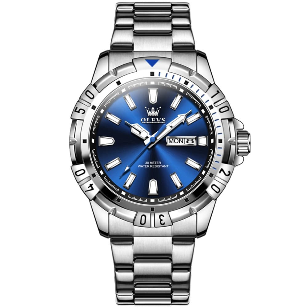 OLEVS Mecha Sport Day Date Watch for Men Stainless Steel 5560