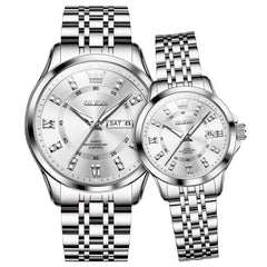 OLEVS 3620Q Classic Diamond Quartz Couple Watches Set