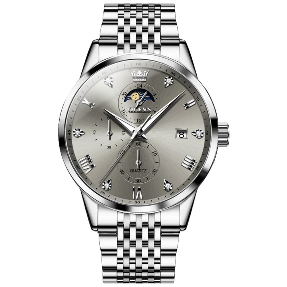 OLEVS 2925 Luminous Moon Phase Quartz Watch for Men