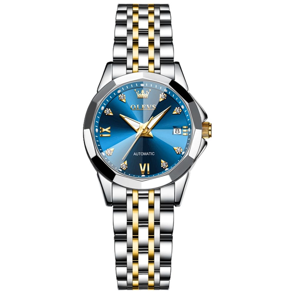 OLEVS 3D Diamond Cut Mirror Automatic Mechanical Watch 9982 for Women