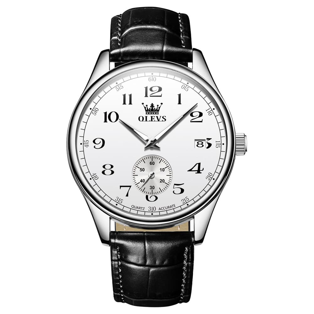 OLEVS 3662 Vintage Sub-Dial Leather Quartz Watch for Men