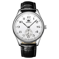 OLEVS 3662 Vintage Sub-Dial Leather Quartz Watch for Men