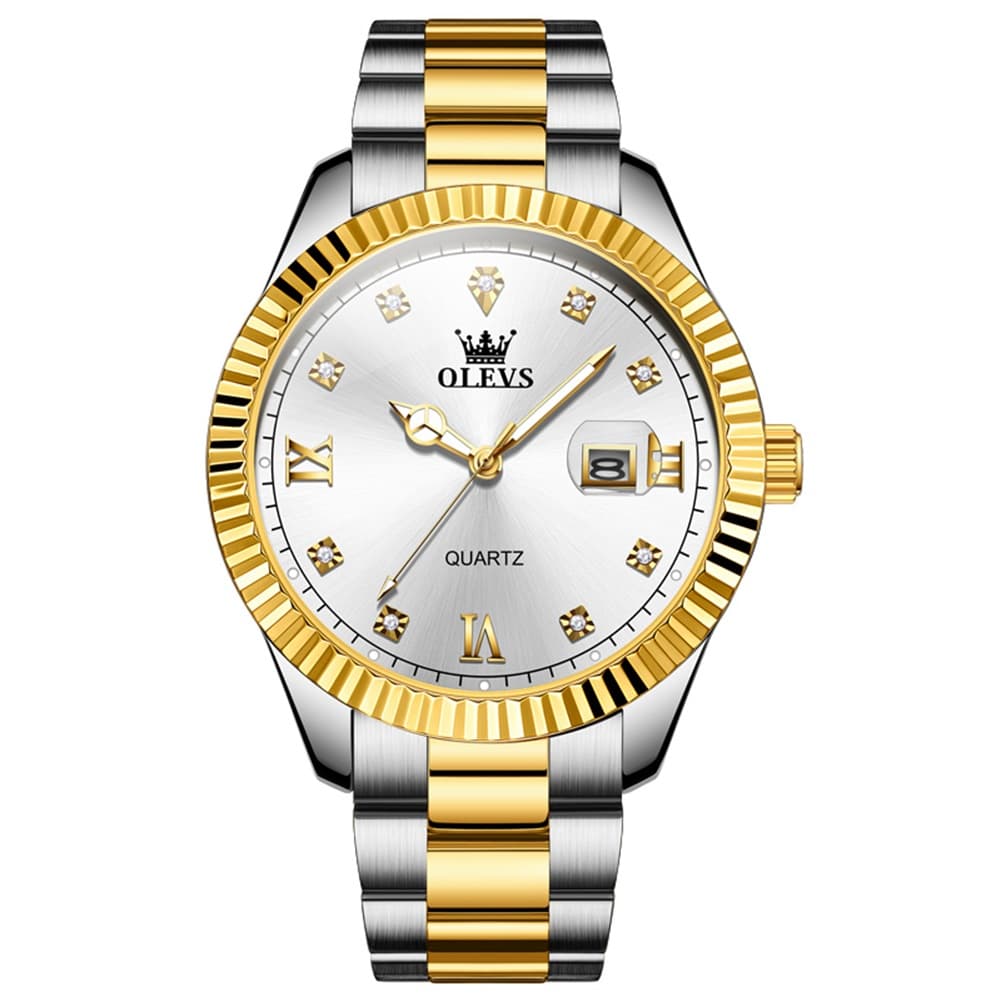 OLEVS 3623 Fluted Bezel Diamond Quartz Watch for Men