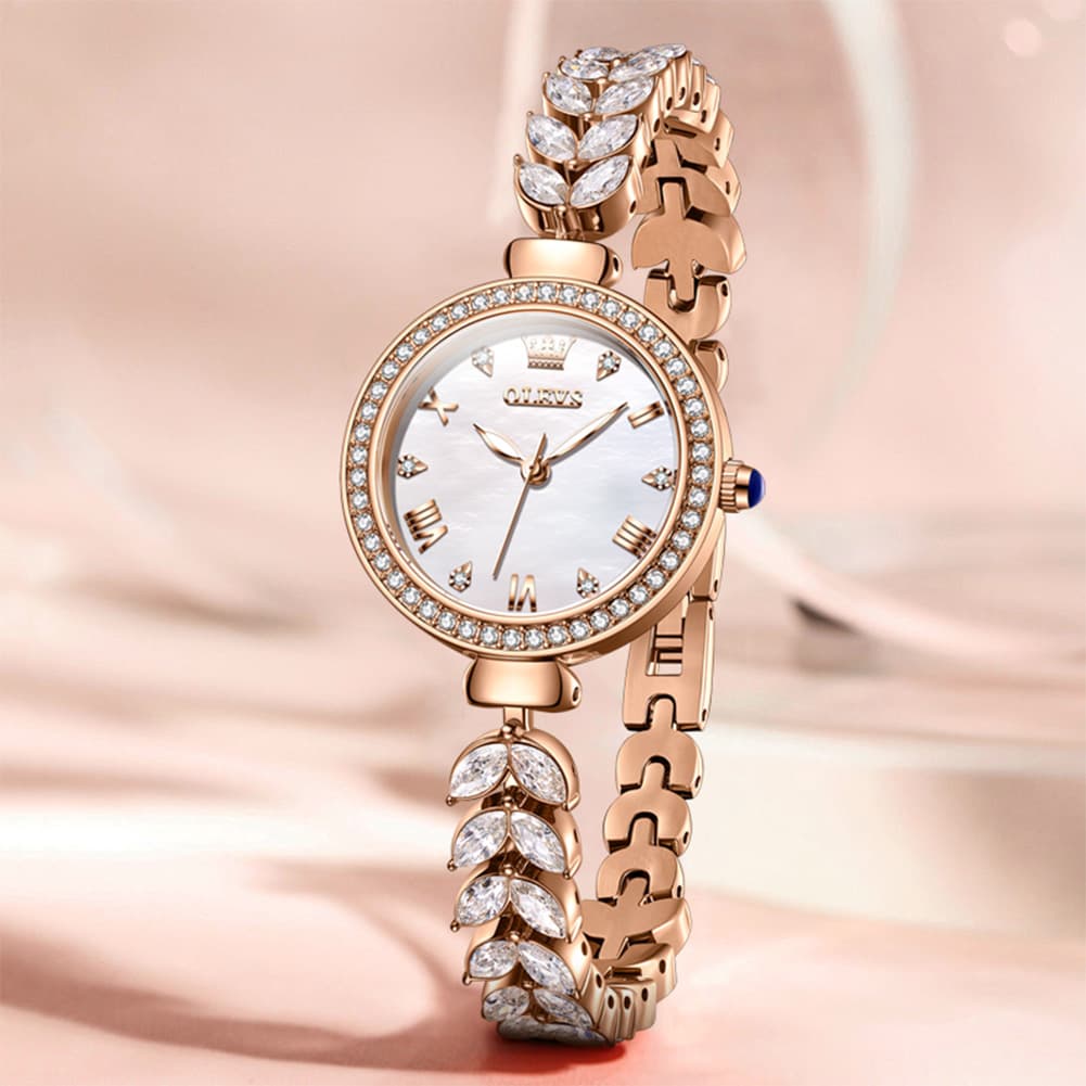 OLEVS 9971 Mermaid Bracelet Crystal Quartz Watch for Women