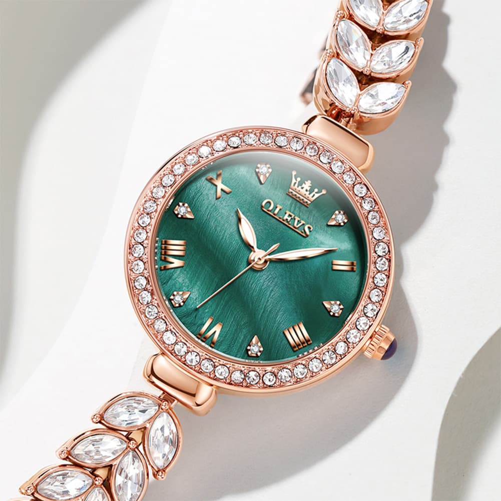OLEVS 9971 Mermaid Bracelet Crystal Quartz Watch for Women