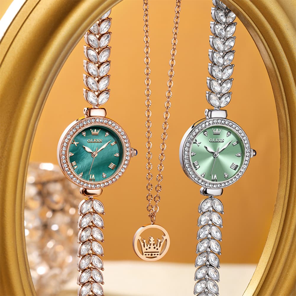 OLEVS 9971 Mermaid Bracelet Crystal Quartz Watch for Women