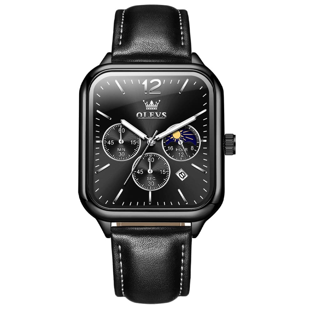 OLEVS 9914 Square Case Moon Phase Chronograph Watch for Men