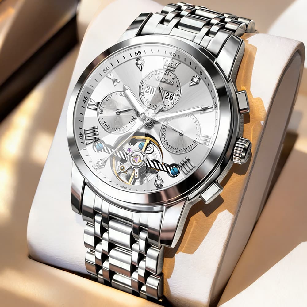OLEVS 3D Diamond Cut Skeleton Automatic Watch 7121 for Men