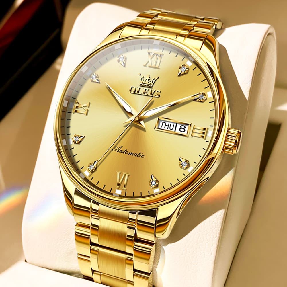 OLEVS Diamond Dial Day Date Automatic Mechanical Watch 9955 for Men