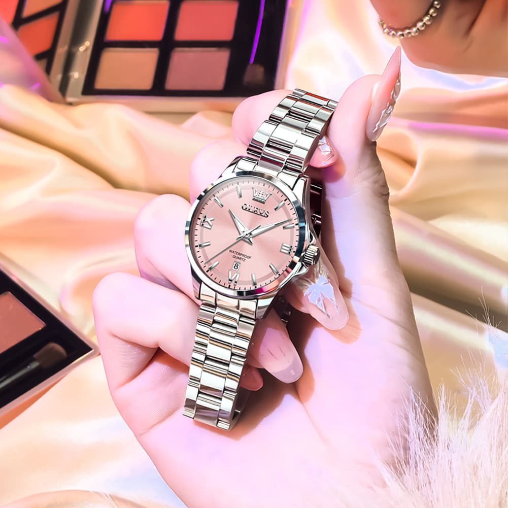 OLEVS 3668 Quartz Pastel Stainless Steel Watch For Women