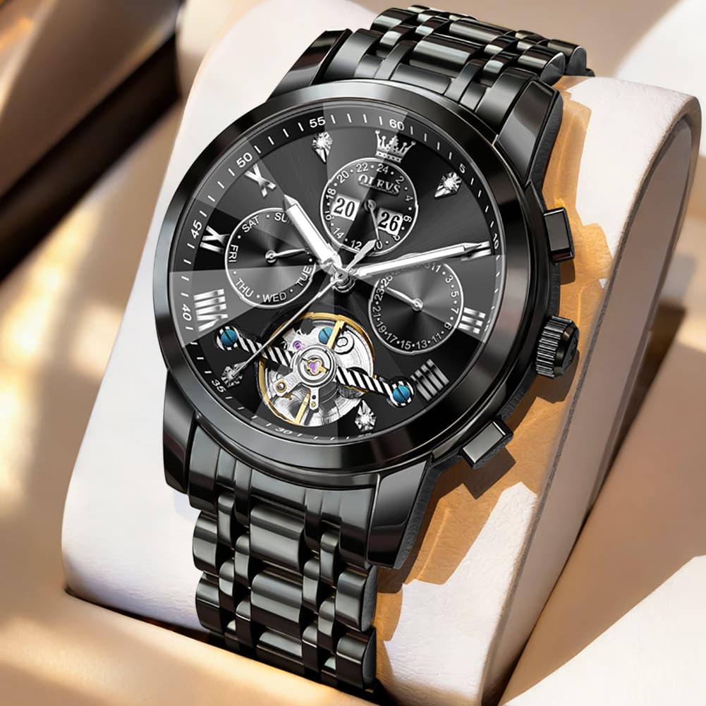 OLEVS 3D Diamond Cut Skeleton Automatic Watch 7121 for Men
