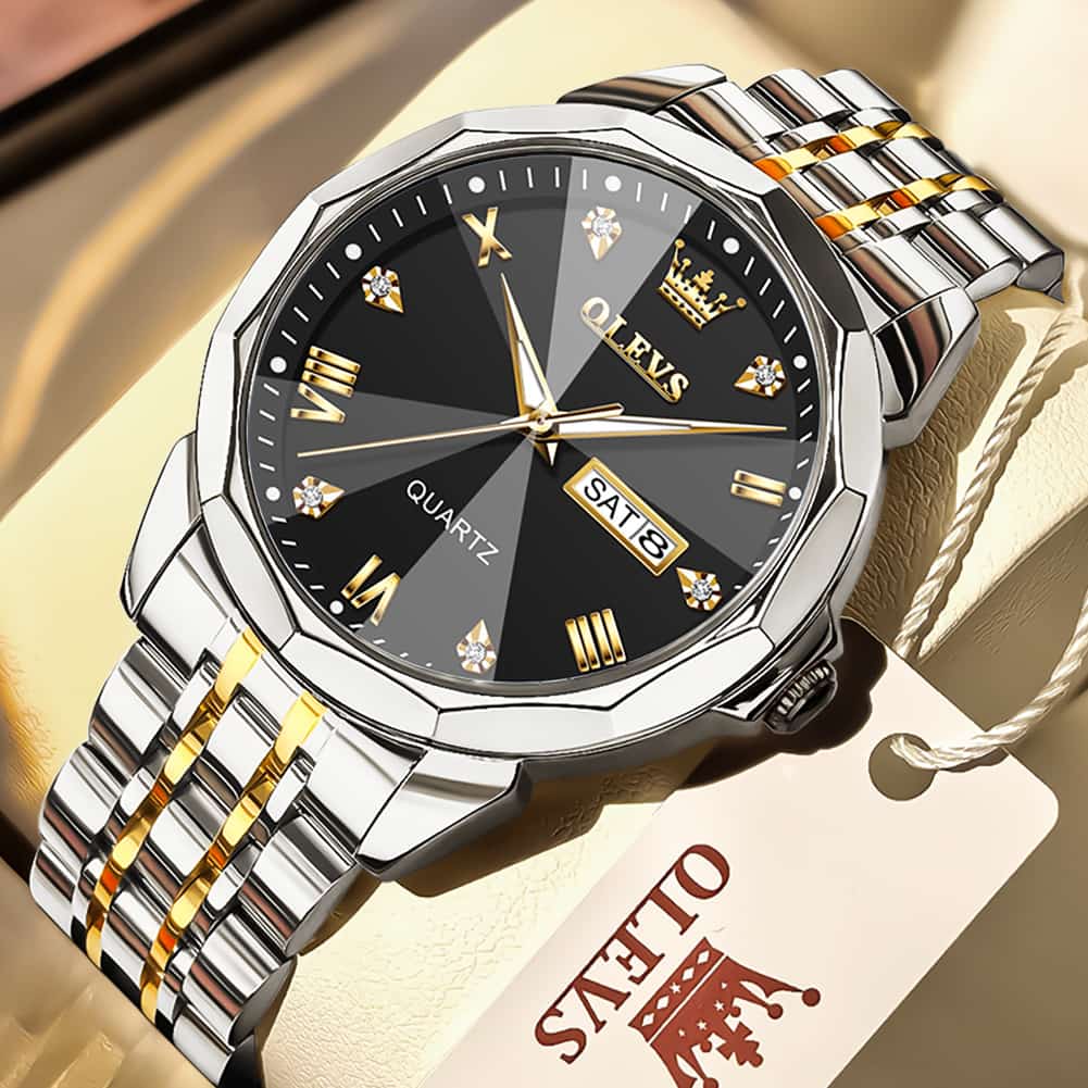 OLEVS 9931 Classic Diamond Stainless Steel Watch for Men
