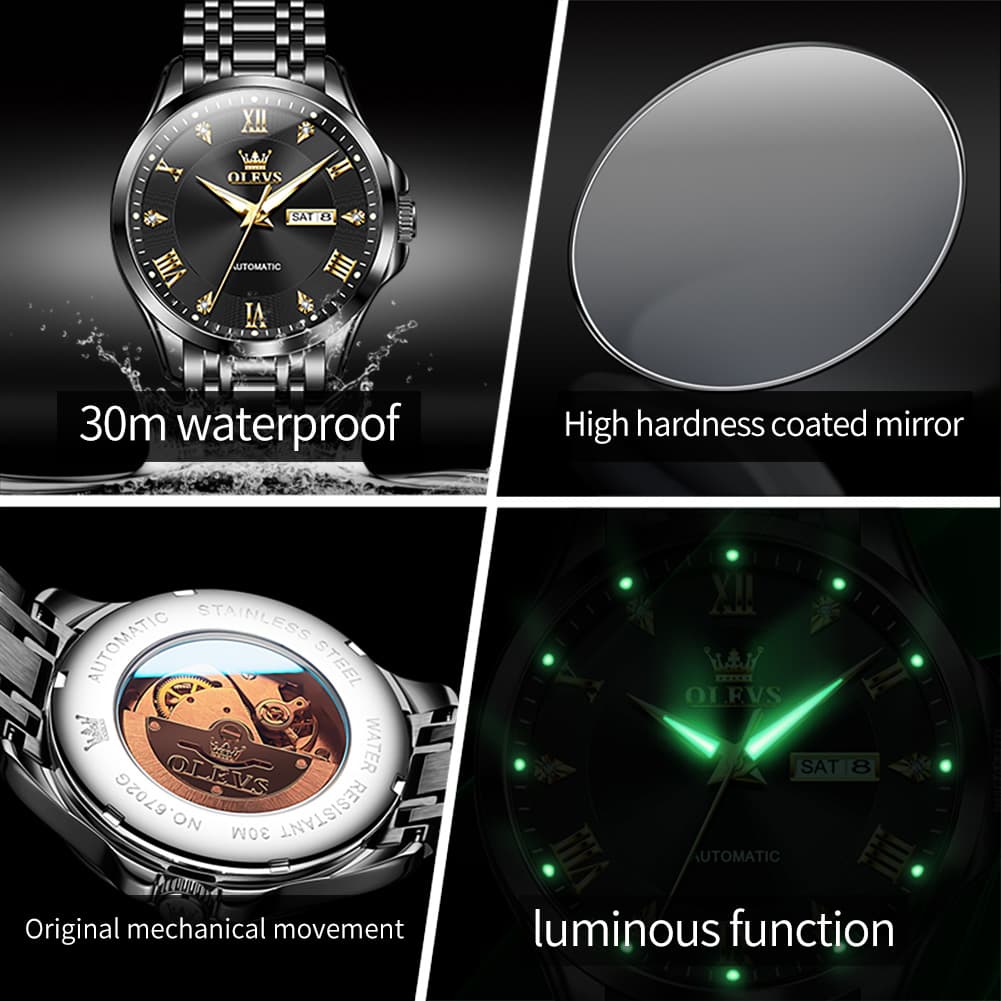 OLEVS 6702 Diamond Dial Automatic Mechanical Watch For Men