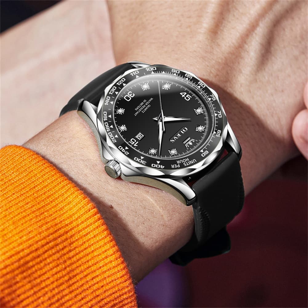 OLEVS 9988 Luxury Green Dial Quartz Dress Watch for Men