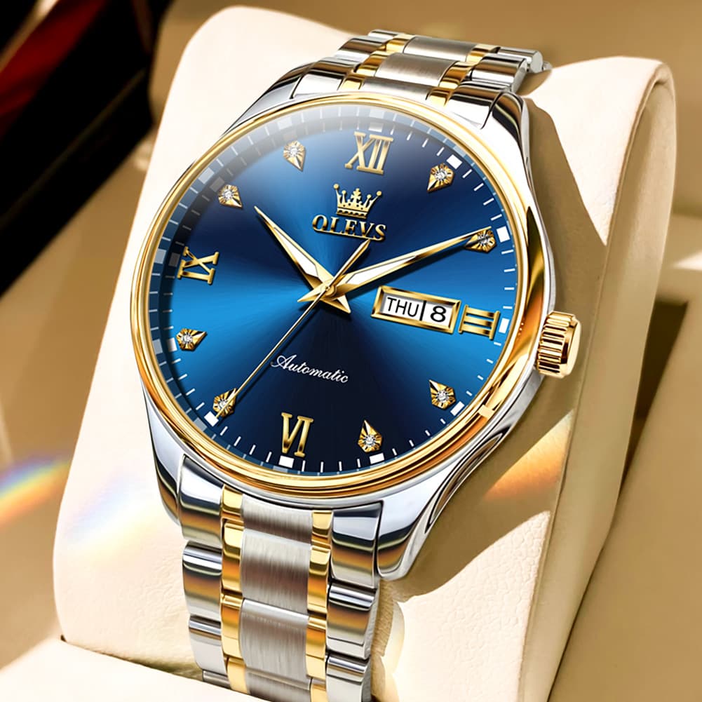 OLEVS Diamond Dial Day Date Automatic Mechanical Watch 9955 for Men