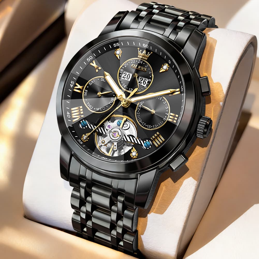 OLEVS 3D Diamond Cut Skeleton Automatic Watch 7121 for Men
