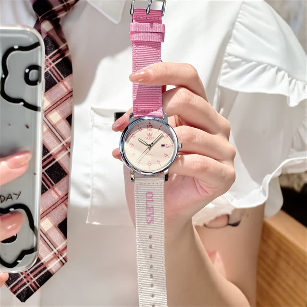 OLEVS 2991 Nylon Strap Casual Retro Quartz Watch for Men and Women