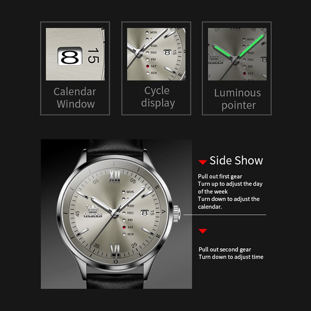 OLEVS 2931 Minimalist Leather Quartz Watch for Men
