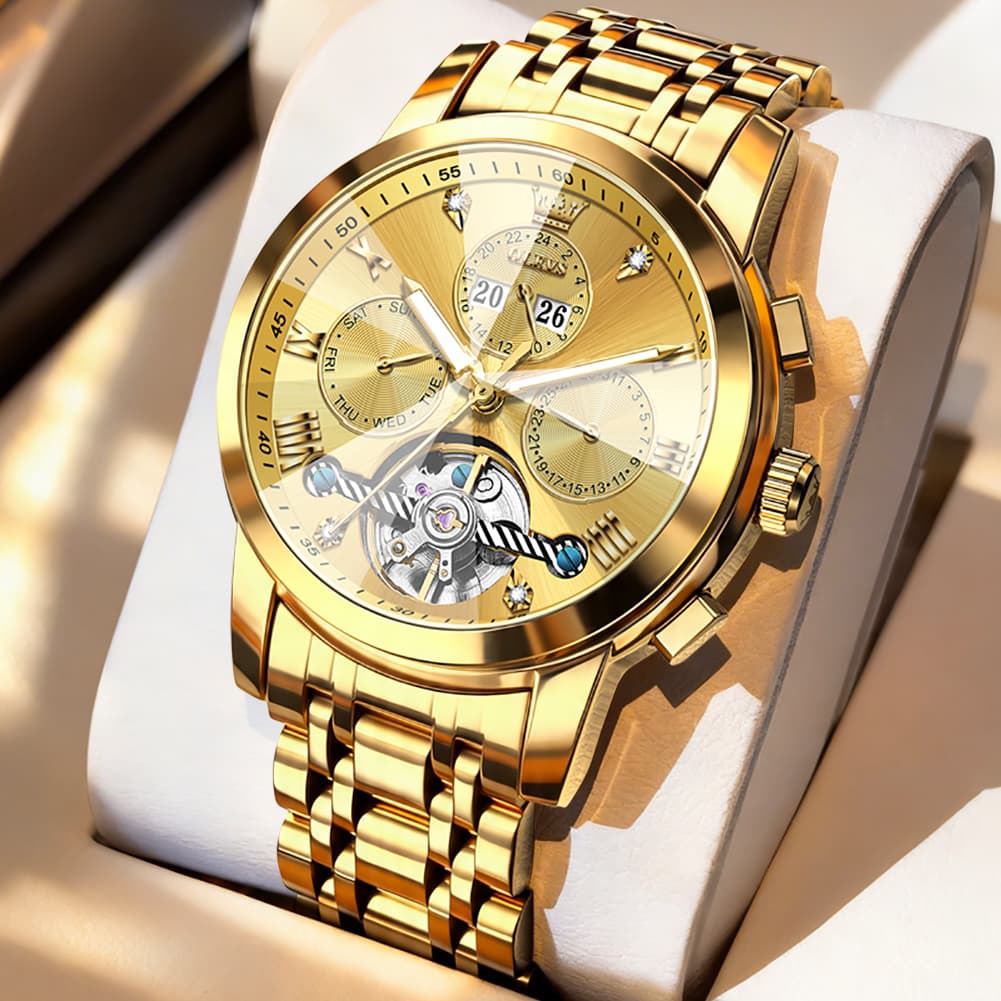 OLEVS 3D Diamond Cut Skeleton Automatic Watch 7121 for Men