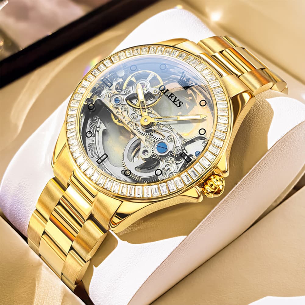OLEVS 6699 Oversized Skeleton Mechanical Watch for Women