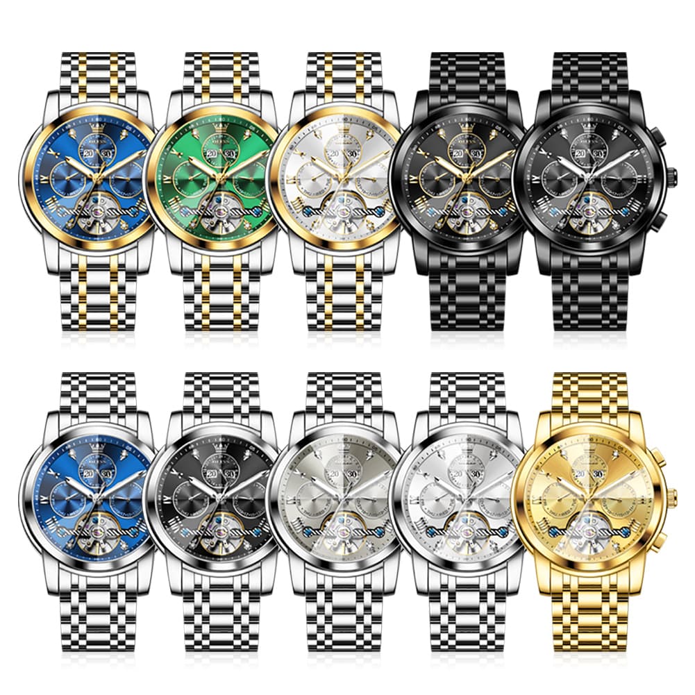 OLEVS 3D Diamond Cut Skeleton Automatic Watch 7121 for Men