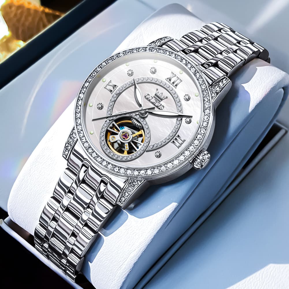 OLEVS 7036 Open Heart Automatic Watch For Women