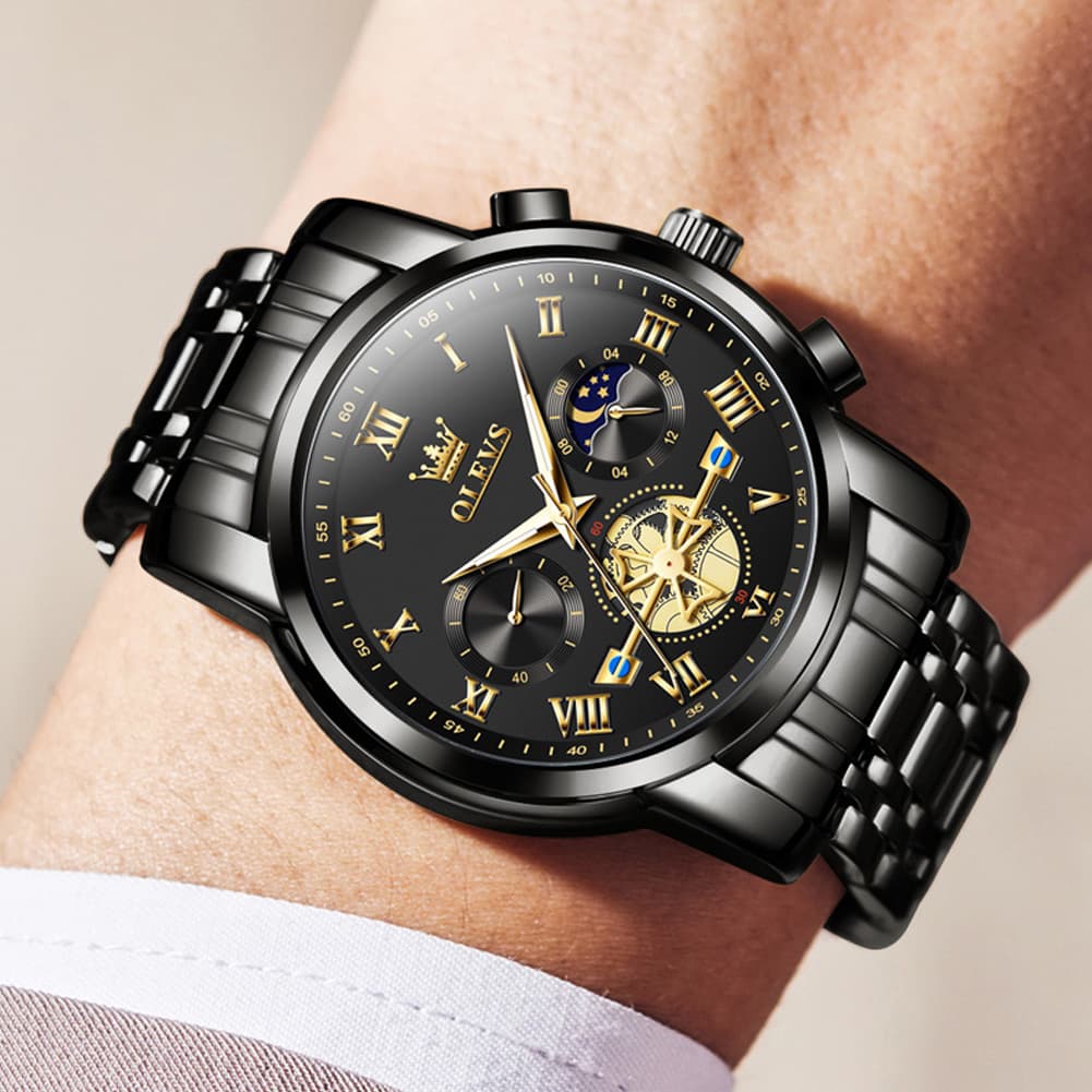 OLEVS 2859 Luxury Moon Phase Chronograph Quartz Watch for Men