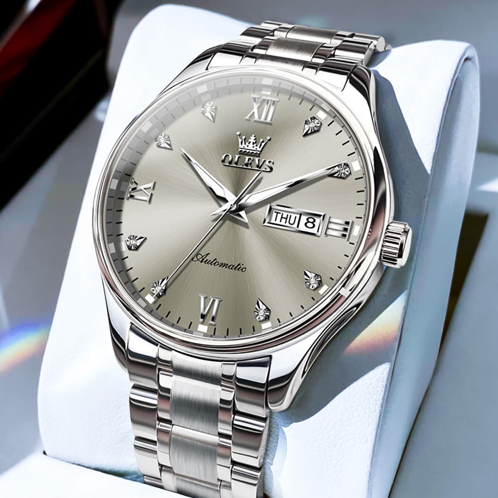 OLEVS Diamond Dial Day Date Automatic Mechanical Watch 9955 for Men