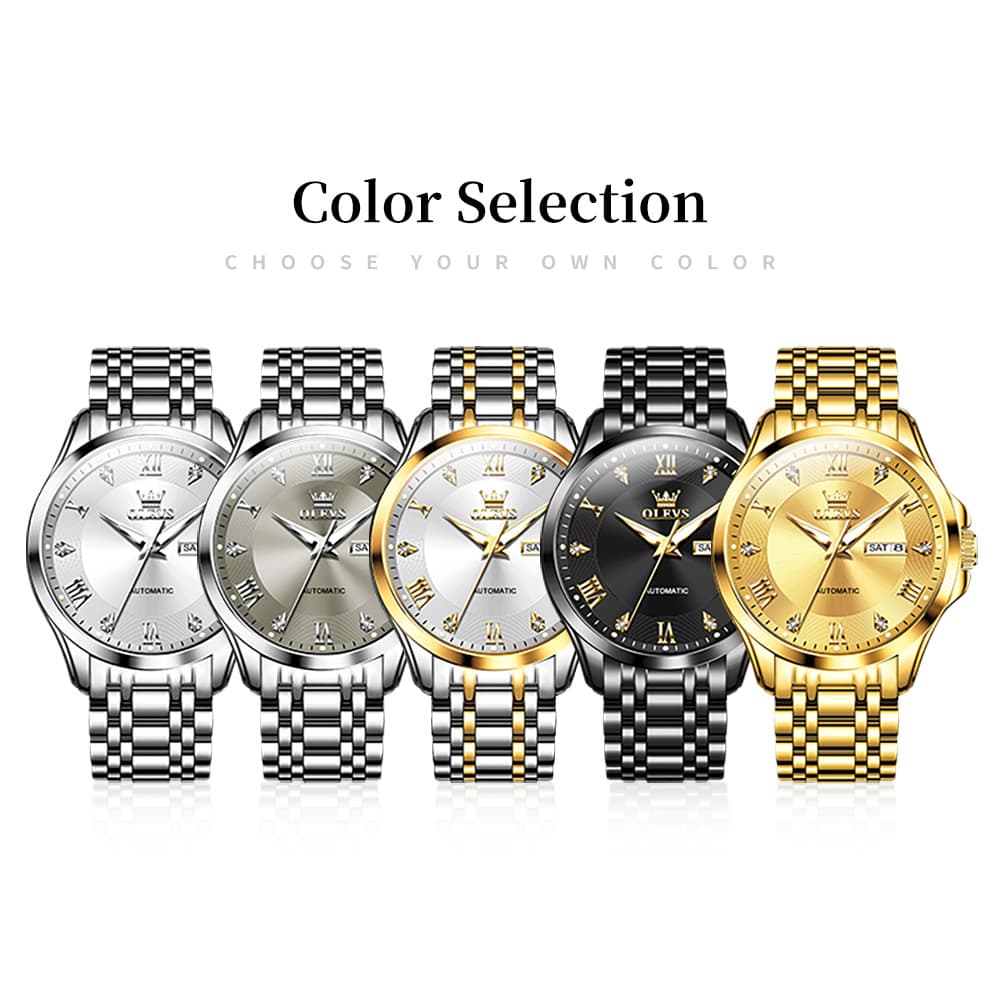 OLEVS 6702 Diamond Dial Automatic Mechanical Watch For Men