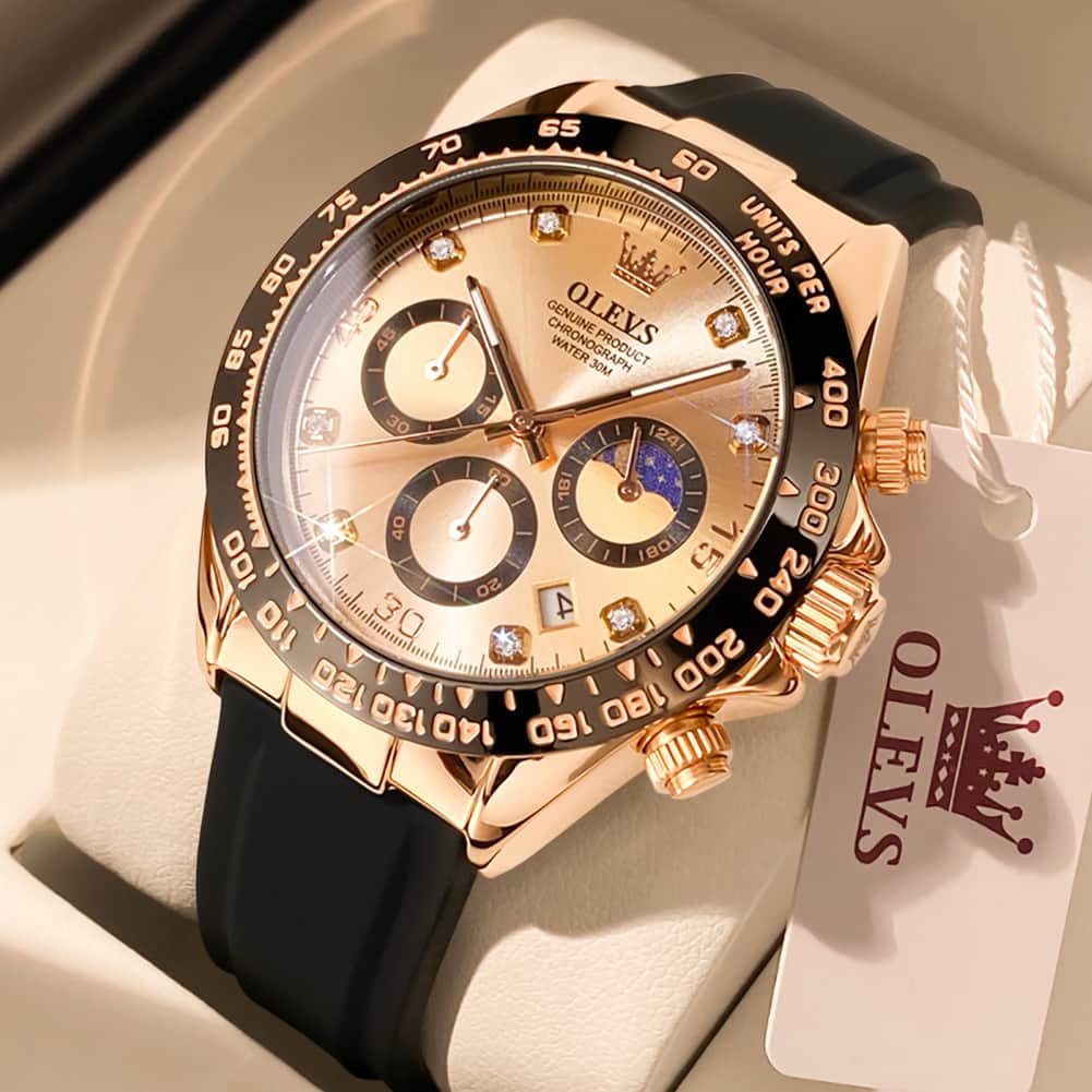 OLEVS 2875 Luxury Moon Phase Racing Chronograph Watch for Men