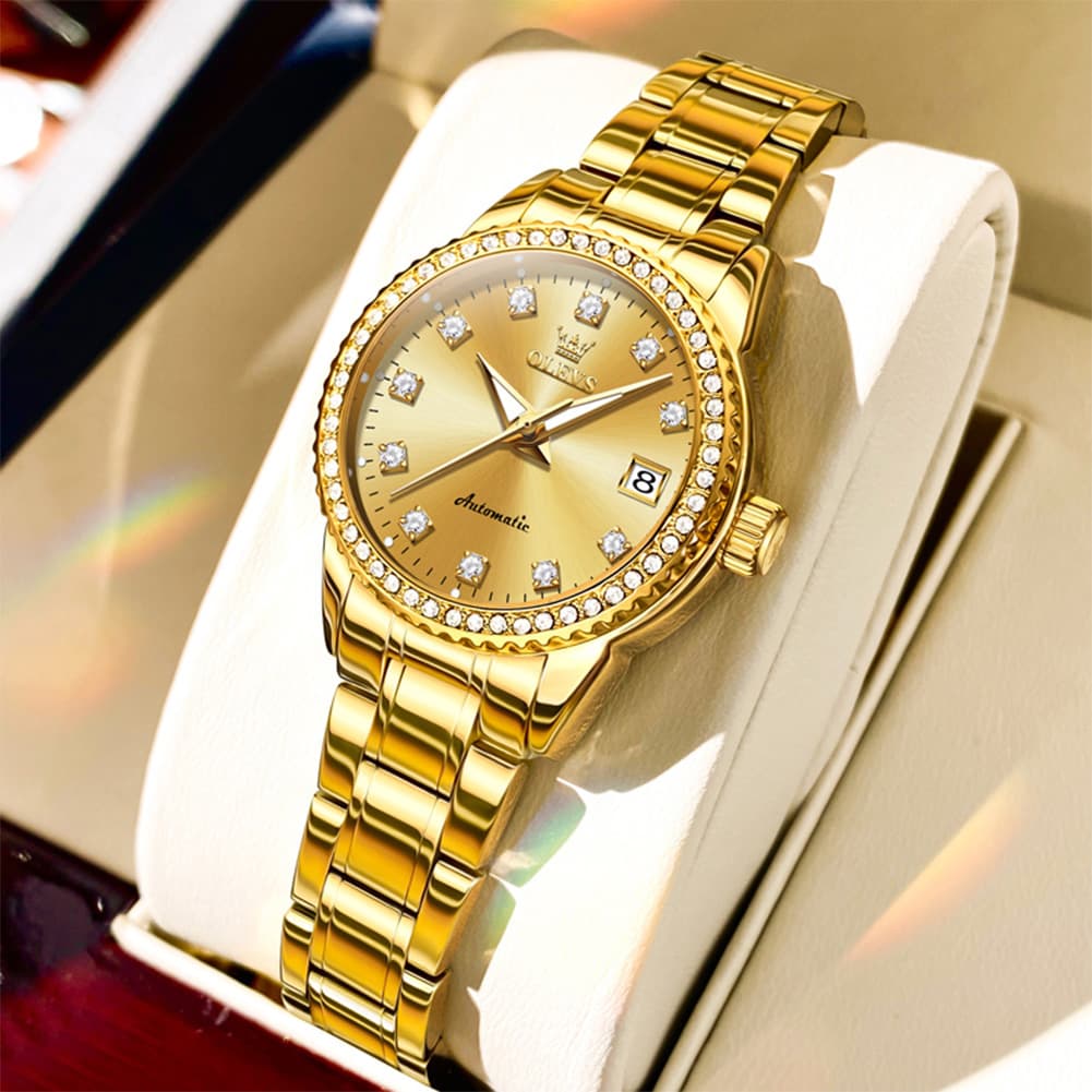 OLEVS 7003N Diamond Bezel Date Mechanical Watch for Women