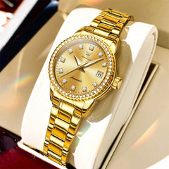 OLEVS 7003N Diamond Bezel Date Mechanical Watch for Women
